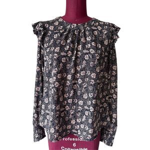 NEW Evereve Daphne Floral Blouse size M Navy Pink‎ Ditsy size M